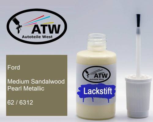 Ford, Medium Sandalwood Pearl Metallic, 62 / 6312: 20ml Lackstift, von ATW Autoteile West.